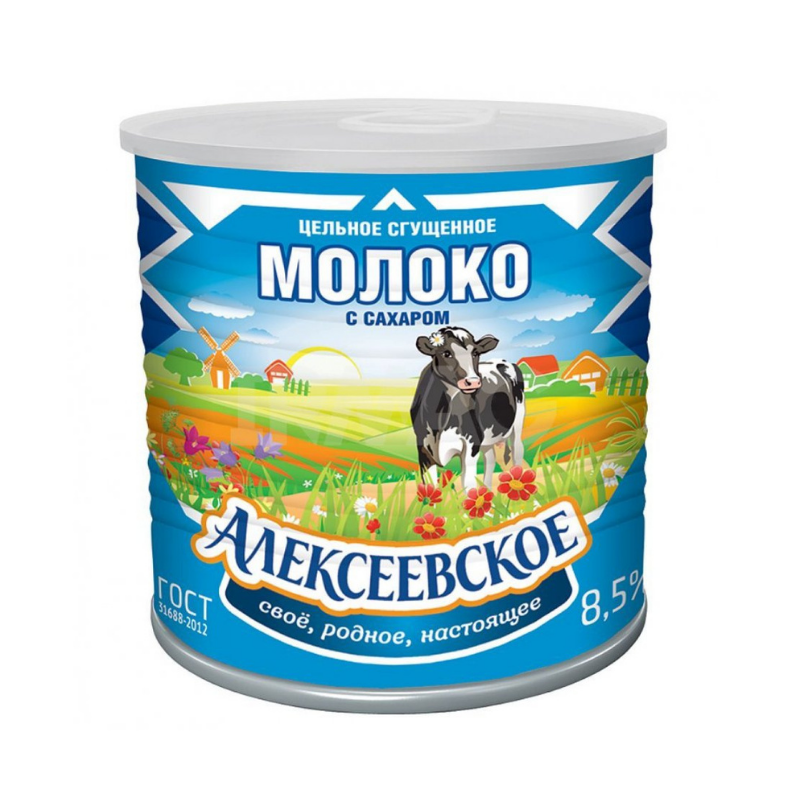 Сгущённое молоко с сахаром 8.5% Алексеевское 360г