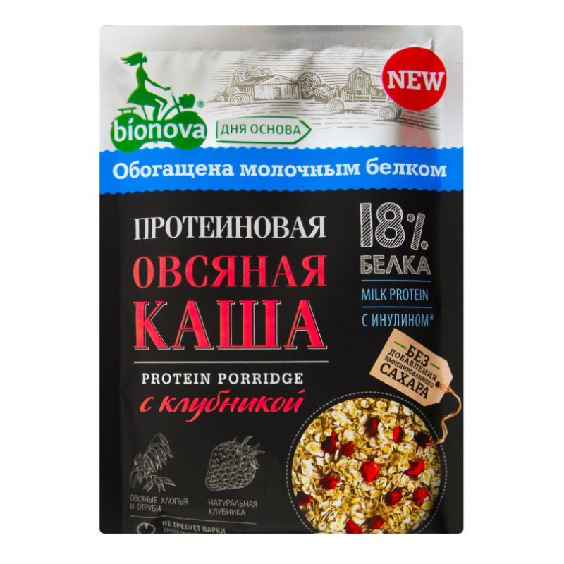 Протеиновая овсяная каша с клубникой Bionova 40гр