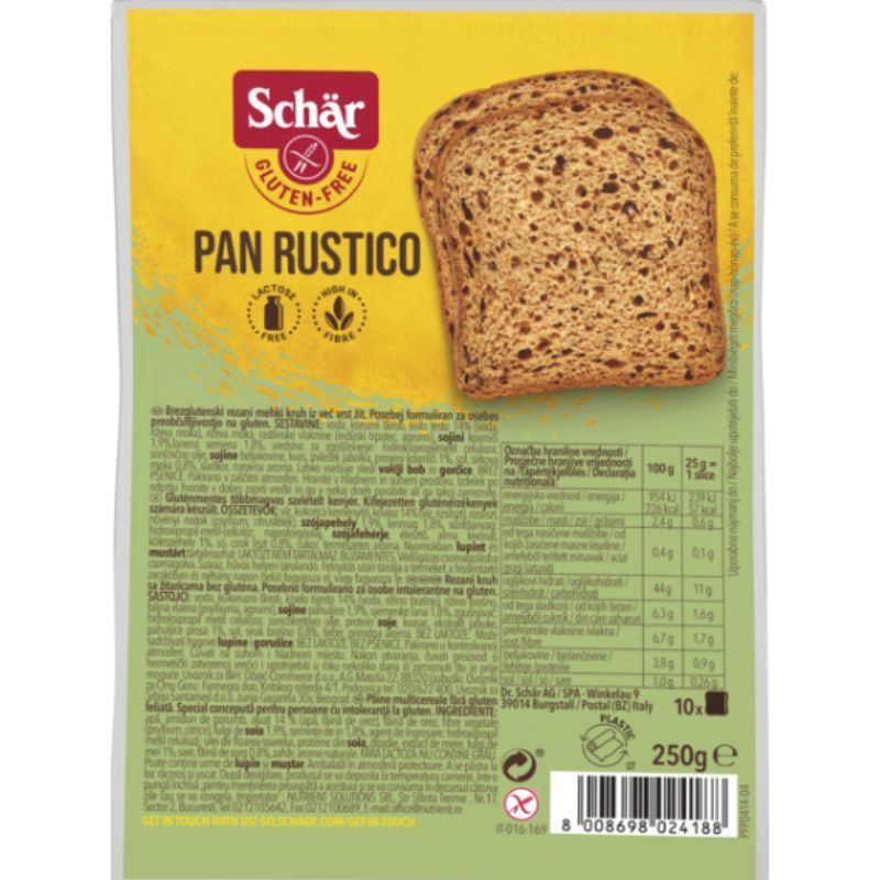 Gluten free bread Pan Rustico Schar 250g