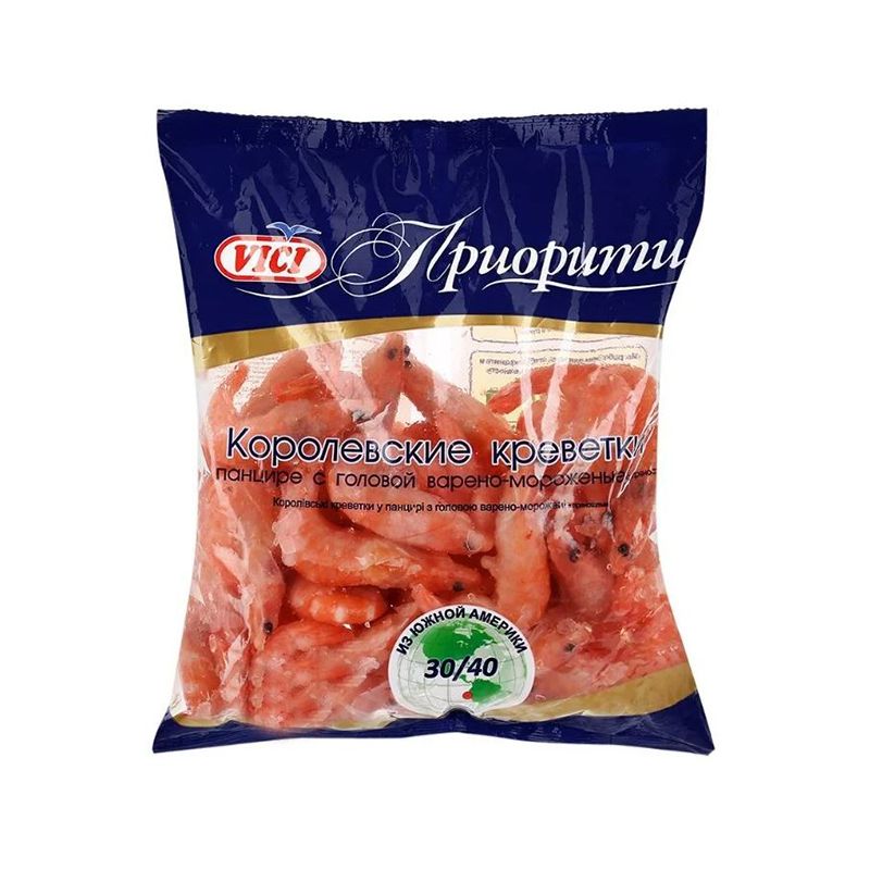 Креветки королевские варено-мороженые Vici 500г