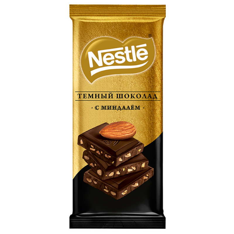 Шоколадная плитка Темный шоколад с миндалем Nestle 82г