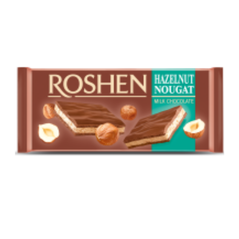 Шоколадная плитка с нугой и лесным орехом Roshen 90г