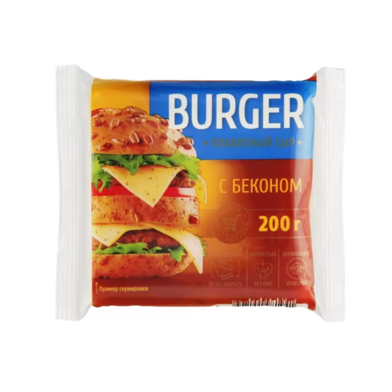 Processed cheese with bacon Burger 200g.