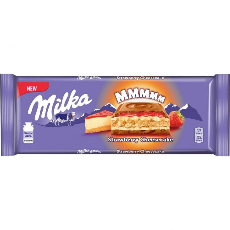 Молочный шоколад Milka клубничный чизкейк 300г