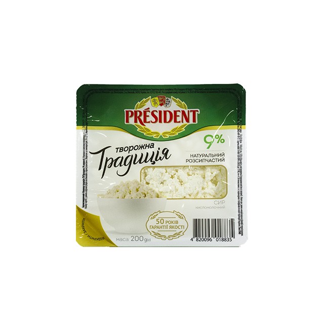 Cottage cheese President 9% 200g
