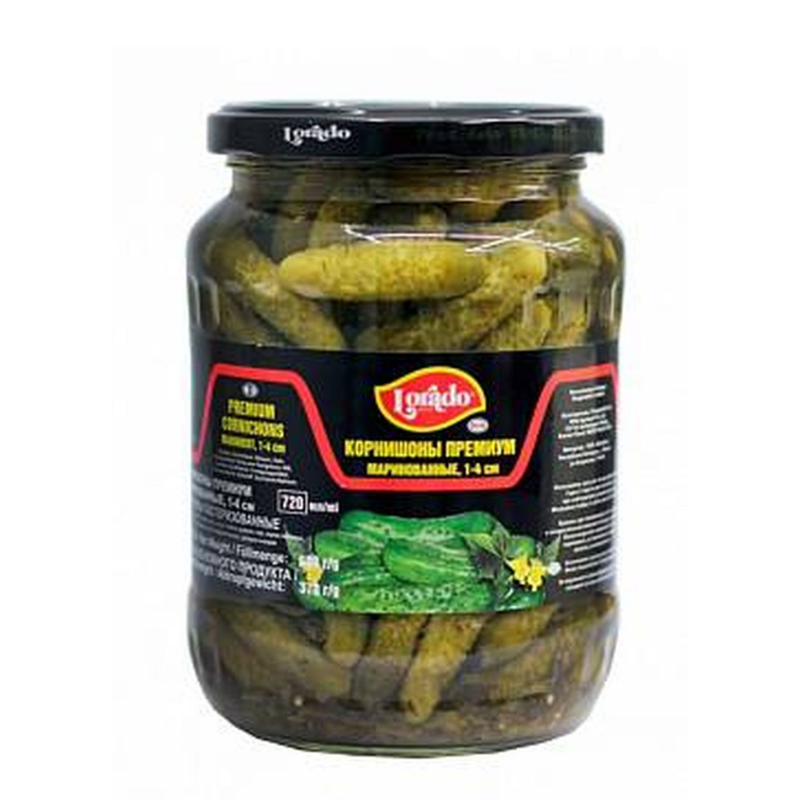 Pickled cucumbers 1-4cm Lorado 720 ml