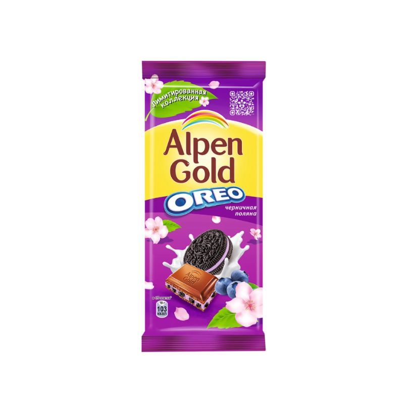 Шоколадная плитка Oreo Alpen Gold черника 90г