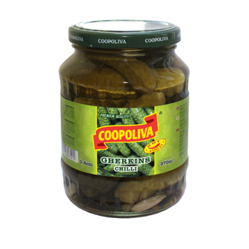 Pickled chili cucumbers Coopoliva 3-6cm 370ml