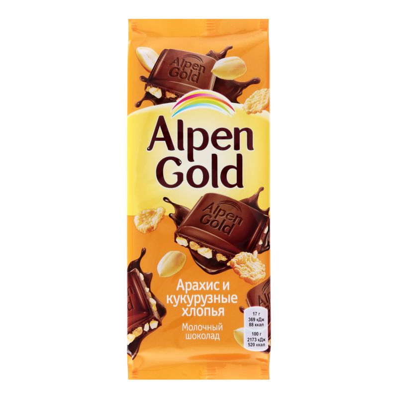 Chocolate bar peanuts and corn Alpen Gold 85g