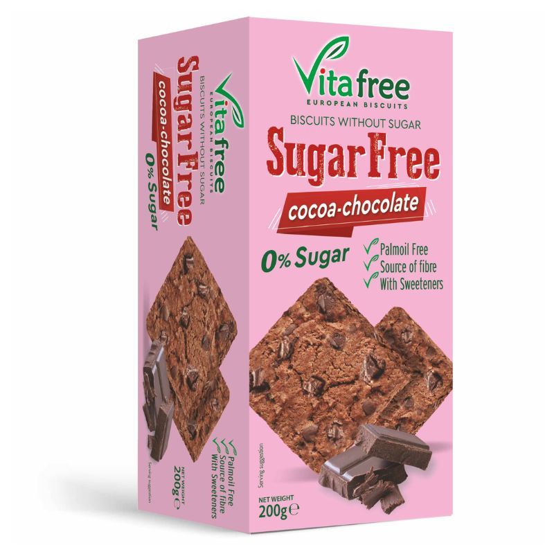 Печенье без сахара с какао и темным шоколадом Vita Free 200г