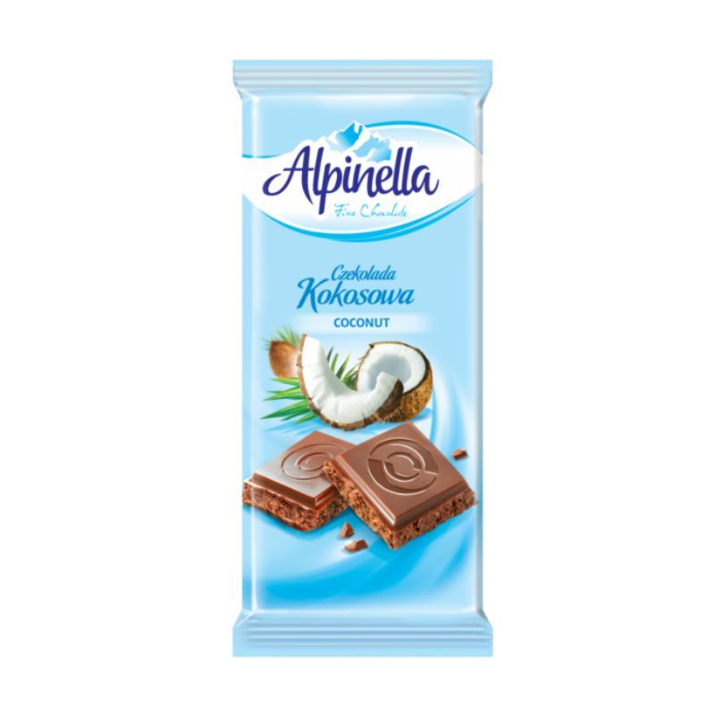 Шоколадная плитка молочная с кокосом Alpinella 100г