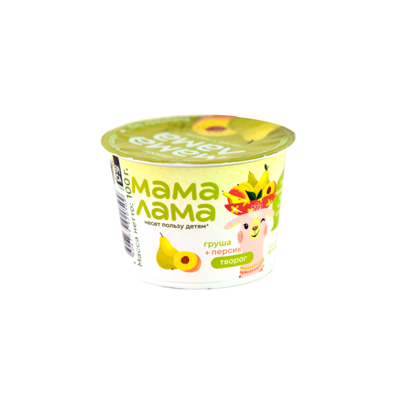Cottage cheese Mama Lama Pear and peach 100g