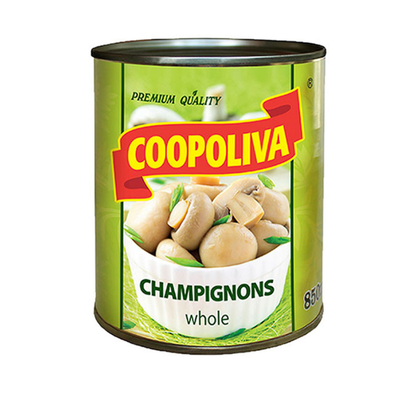 Whole champignons Coopoliva 850g
