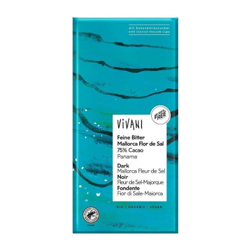 Chocolate bar with sea salt 75% Vivani 80g