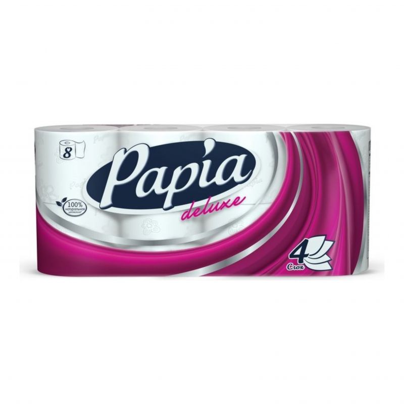 Туалетная бумага Papia Deluxe без запаха 4слоя 8шт