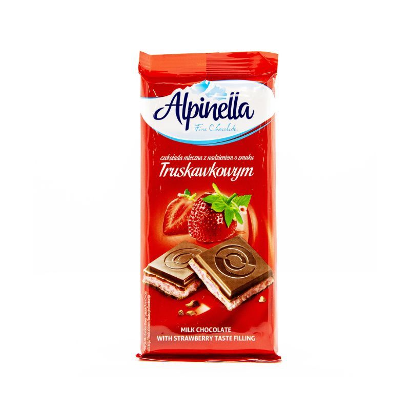 Milk chocolate bar with strawberry filling Alpinella 100g
