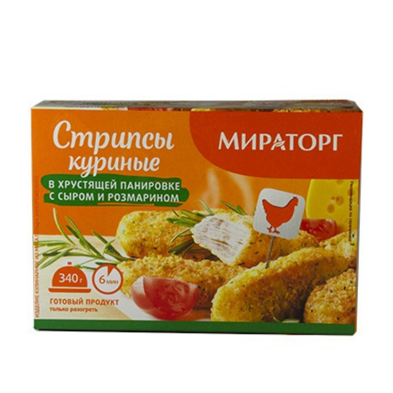 Стрипсы куриные с сыром и розмарином Мираторг 340г