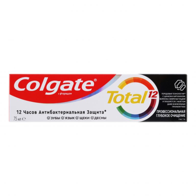 Colgate Total 12 Профессиональная Отбеливающая черный 75мл