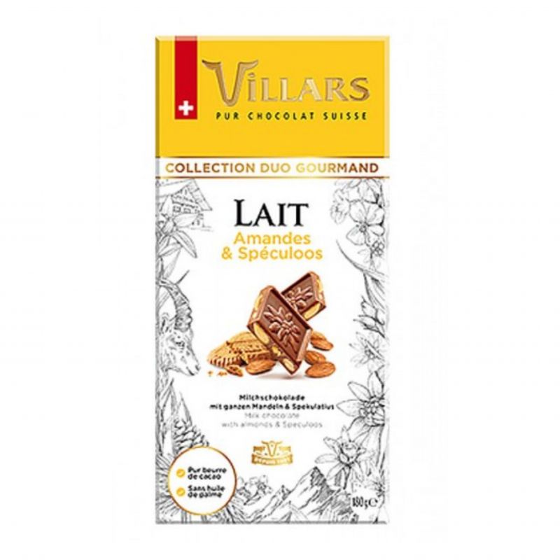 Chocolate bar with almonds and cookies Villars 180g