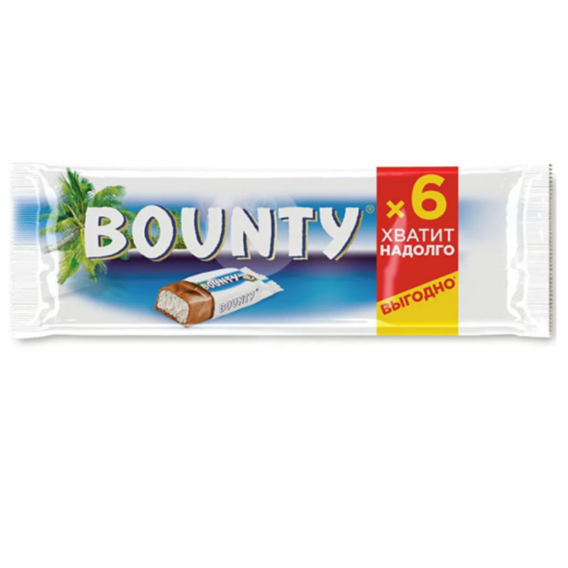 Шоколадный батончик Bounty 6шт 165г