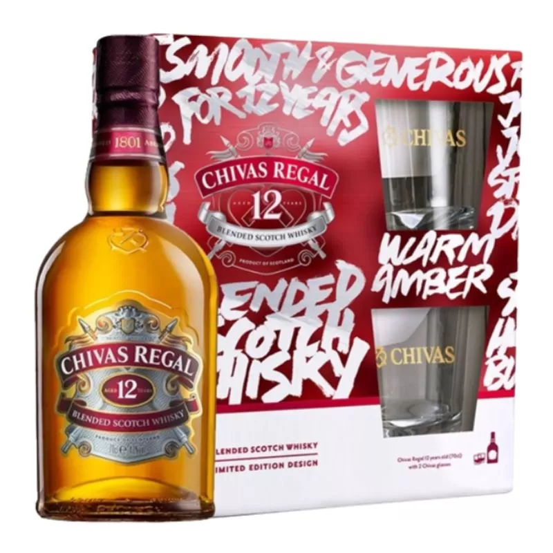 Виски Chivas Regal 12л. 0.7л + 2 стакана