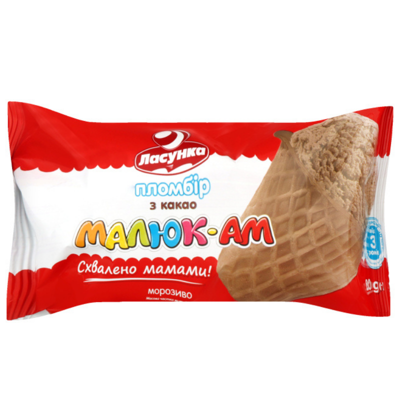 Ice cream Malyuk-am 3 cocoa Lasunka 90g