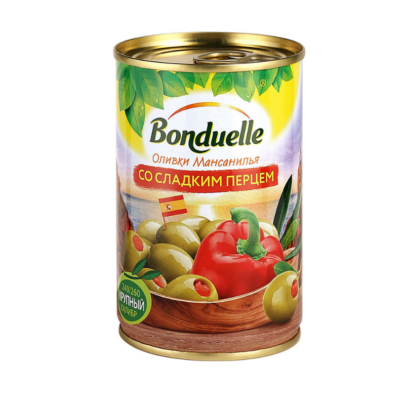Green olives with sweet pepper Bonduelle 314g
